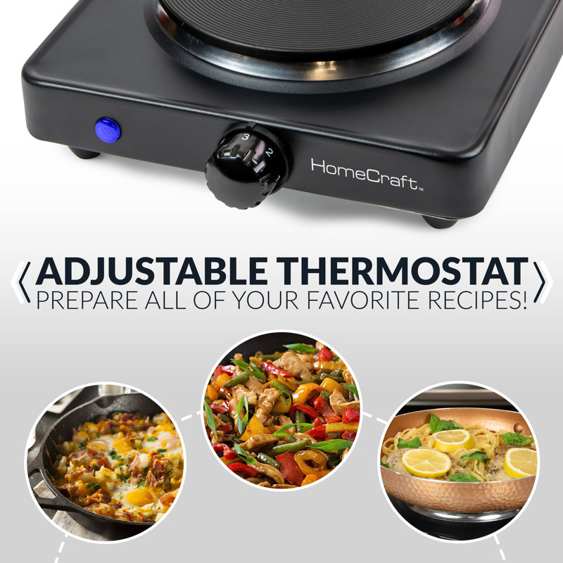 HomeCraft Portable Countertop Single Burner Hot Plate Electric Cooktop